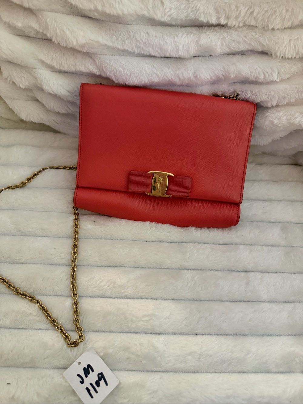 Salvatore Ferragamo Coral Miss Vara Bow Chain Crossbody